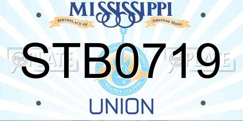 STB0719 Mississippi License Plate