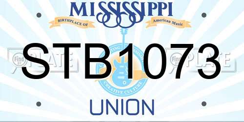 STB1073 Mississippi License Plate