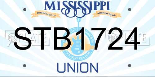 STB1724 Mississippi License Plate