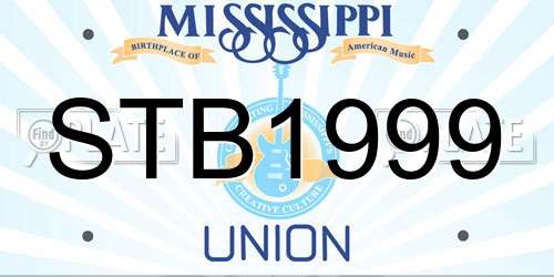 STB1999 Mississippi License Plate