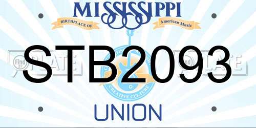 STB2093 Mississippi License Plate