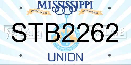 STB2262 Mississippi License Plate
