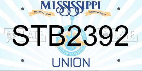 STB2392 Mississippi License Plate