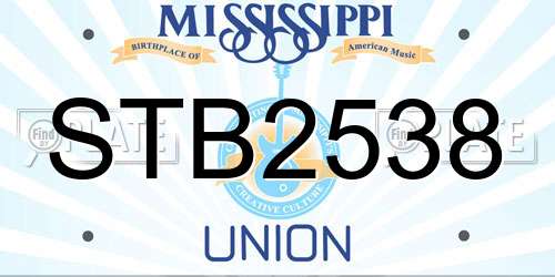 STB2538 Mississippi License Plate