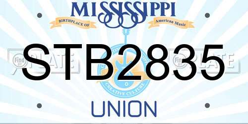 STB2835 Mississippi License Plate