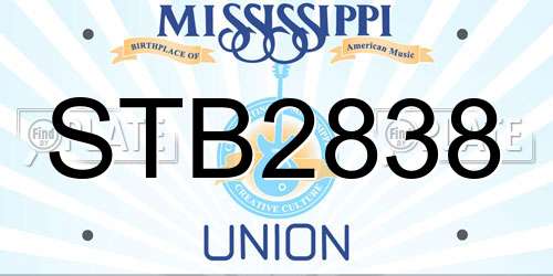 STB2838 Mississippi License Plate