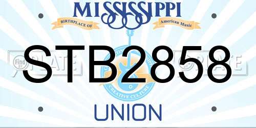 STB2858 Mississippi License Plate