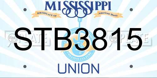 STB3815 Mississippi License Plate