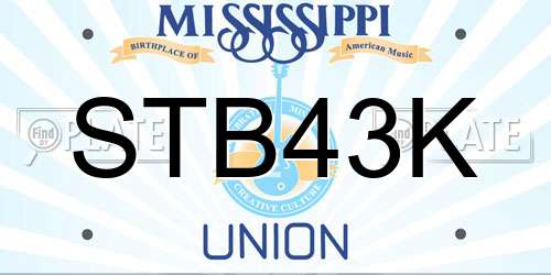 STB43K Mississippi License Plate