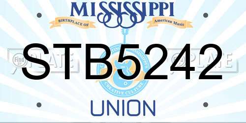 STB5242 Mississippi License Plate