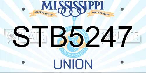 STB5247 Mississippi License Plate