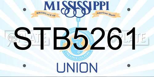 STB5261 Mississippi License Plate