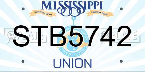 STB5742 Mississippi License Plate