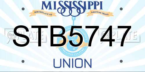 STB5747 Mississippi License Plate