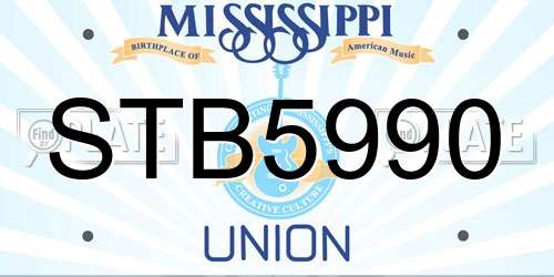STB5990 Mississippi License Plate