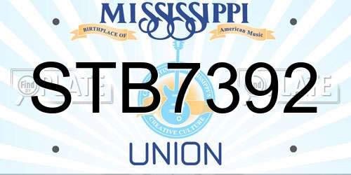 STB7392 Mississippi License Plate
