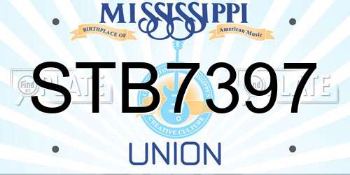 STB7397 Mississippi License Plate