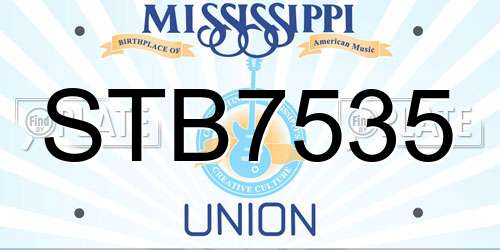 STB7535 Mississippi License Plate