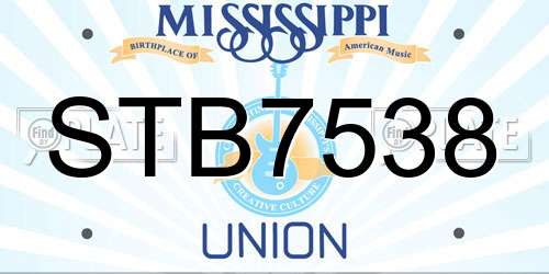 STB7538 Mississippi License Plate