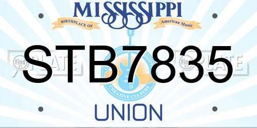 STB7835 Mississippi License Plate