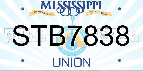 STB7838 Mississippi License Plate