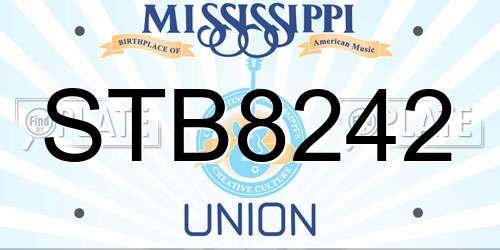 STB8242 Mississippi License Plate