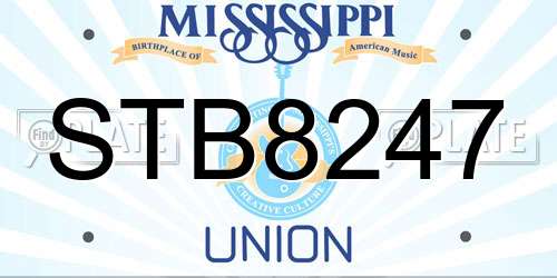 STB8247 Mississippi License Plate
