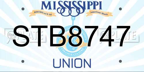 STB8747 Mississippi License Plate