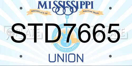STD7665 Mississippi License Plate