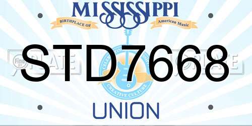 STD7668 Mississippi License Plate