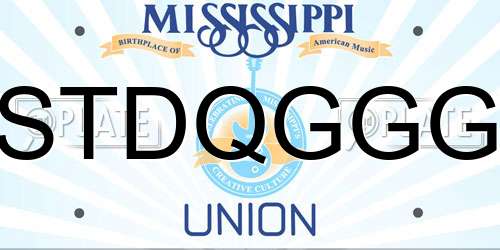 STDQGGG Mississippi License Plate