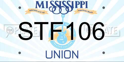STF106 Mississippi License Plate