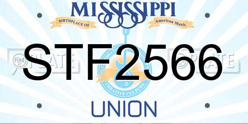STF2566 Mississippi License Plate