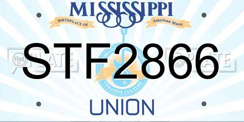 STF2866 Mississippi License Plate