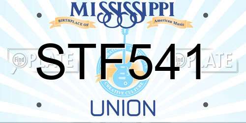 STF541 Mississippi License Plate