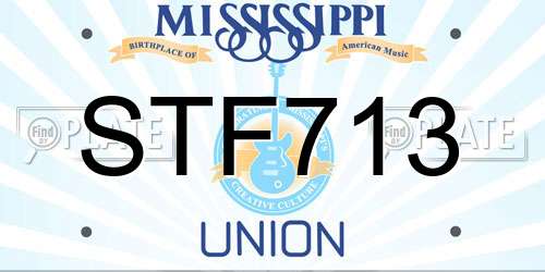 STF713 Mississippi License Plate