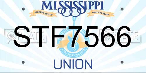 STF7566 Mississippi License Plate