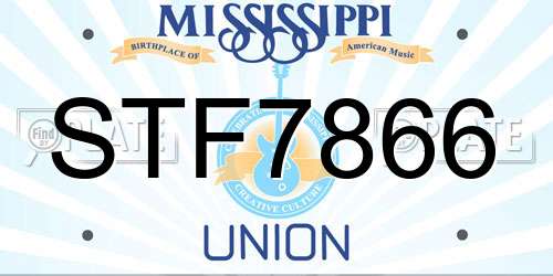 STF7866 Mississippi License Plate