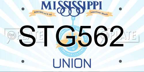STG562 Mississippi License Plate