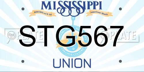 STG567 Mississippi License Plate