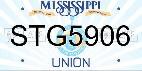 STG5906 Mississippi License Plate