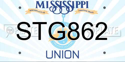 STG862 Mississippi License Plate
