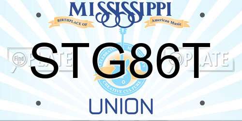 STG86T Mississippi License Plate