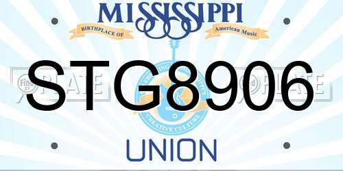 STG8906 Mississippi License Plate