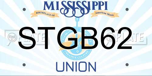 STGB62 Mississippi License Plate