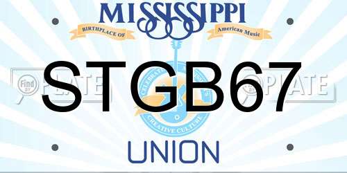 STGB67 Mississippi License Plate