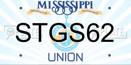 STGS62 Mississippi License Plate