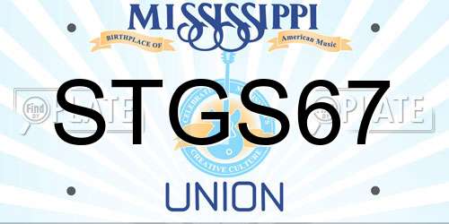 STGS67 Mississippi License Plate