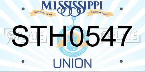 STH0547 Mississippi License Plate