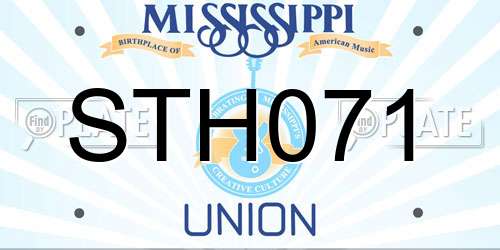 STH071 Mississippi License Plate